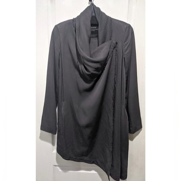 AllSaints | Hoxton Monument Coat in Charcoal Grey Raw Hem - Picture 5 of 16
